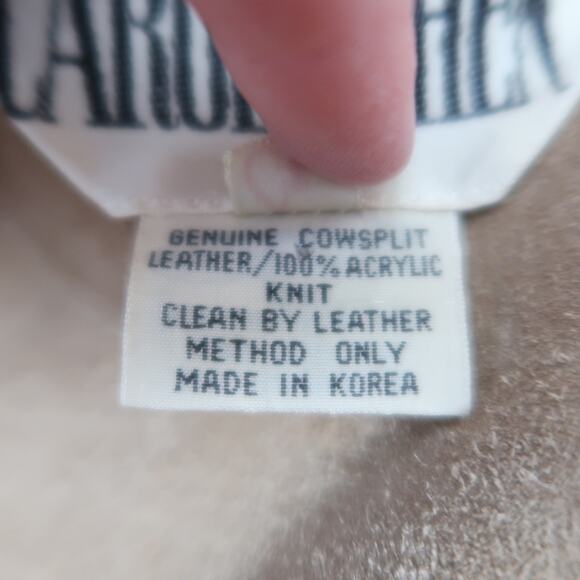 Vintage 70s Carol Cohen tan suede leather and knit crochet jacket S - Picture 6 of 6